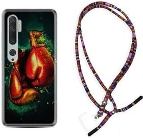 Resim kilifland Xiaomi Mi Note 10 ile Uyumlu Kılıf Rasta Ipli Boyun Askılı Desenli Silikon Boks Eldiveni 1763 