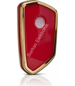 Resim Golf 8 2021+ Caddy 2021+ Tiguan 2024 Leon Cupra Formentor Anahtar Koruma Kılıfı Kırmızı Gold 