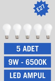 Resim Noas 5li 9W Beyaz %85 Enerji Tasaruflu 6500K Led Ampul 