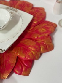 Resim Eva Supla Amerikan Servis Kırmızı Gold Detaylı Tasarım Kırmızı 