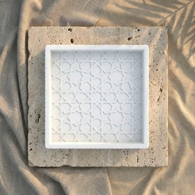 Resim Granada Taş Tozu Dekoratif Tabak - Geometrik Yıldız Motifli Organizer 