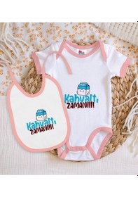 Resim Bk Kids Kahvaltı Zamanı Tasarımlı Pembe Bebek Body Zıbın Ve Mama Çok Renkli 