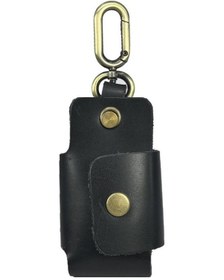 Resim Hakiki Deri Araba Otomobil Anahtar Kılıfı Anahtarlık Siyah 