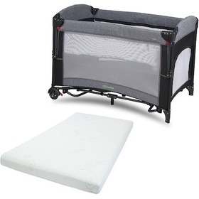 Resim Mastic Anne Yanı Park Yatak Sallanır Oyun Parkı Cibinlikli Yatak Hediyeli 70x110 Cm Gri 