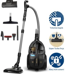 Resim Philips Kumandalı Kontrol Marathone Ultimate Toz Torbasız Elektrikli Süpürge, xb9145 Turbo Halı Döver Başlık 