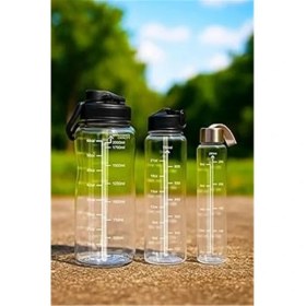 Resim 3'lü Set Bpa Içermez Motivasyonel Su Matarası Su Şişesi 