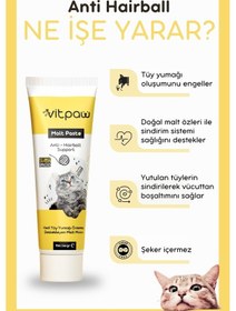 Resim Vitpaw Malt Paste Tüy Yumağı Kontrolü ve Sindirim Desteği Kedi Malt Macunu 100 G 