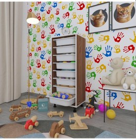 Resim Kenzlife Sepetli Mutfak Dolabı Ruberu Cvz 110x45x30 Banyo Oyuncak Çamaşır Beyaz 8 Li Sepet 