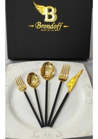 Resim 30 Parça Siyah Gold Çatal Kaşık Bıçak Seti Çok Renkli 