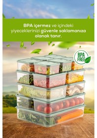 Resim Vienve Buzdolabı Düzenleyici Organizer Mikrodalgaya Uygun Difriz Saklama Kabı Mint 15'li Mint 
