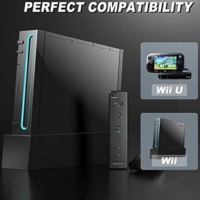 Resim Nintendo Wii ve Wii U Kontrolörü ile Uyumlu Uzaktan Kumanda ve Nunchuck Kontrolörü, Silikon Kılıflı ve Bilek Kayışı Dahili Hareket (BB) ile Crifeir 2'li Paket Wii Kontrolörü 