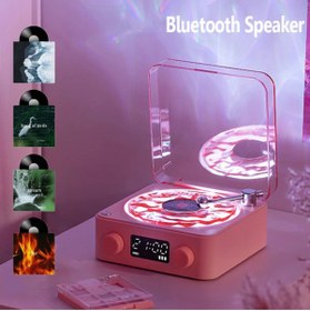 Resim Store Retro Pikap Plak Çalar Hoparlör Şarjlı Kablosuz Projektör Gece Lambası Bluetooth hoparlör 