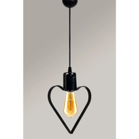 Resim Feyza Design Kalpli Metal Sarkıt Avize, Yatak Odası Için Rustik Siyah Tavan Lambası 