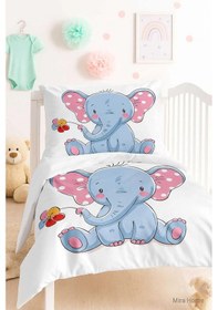Resim Dijital Baskılı 3d Pamuklu Yenidoğan Bebek Nevresim Takımı Cute Elephant Çok Renkli 
