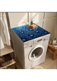 Resim 55 Cm X 45 Cm Su Damlacıkları Tasarımı Tezgah Üstü Bulaşık Kurutma Matı Bulaşıklık Kurutma Örtüsü Çok Renkli 