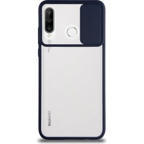 Resim Case World Huawei P30 Lite Kapak Lensi Açılır Kapanır Kamera Korumalı Silikon Kılıf - Lacivert 