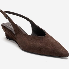 Resim Luvishoes Rosella Kahverengi Süet Mini Dolgu Kadın Topuklu Ayakkabı 