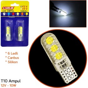 Resim Carub 12V T10 Ampul 6 LED Smd 10W Canbus Silikon Beyaz BR0405539 