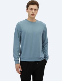 Resim Kip Mavi Bisiklet Yaka Sweatshırt Mavi 