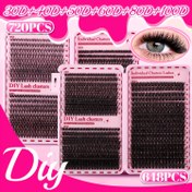Resim CMAYOME 648 / 720 adet DIY Kirpik Seti, Rus DD Kıvrım, Kedi Gözü ve Cosplay Tarzı Yeniden Kullanılabilir Sahte Kirpikler, Kabarık Kalınlık 40D60D80D100D, Başlangıç için Süper Kalın 0.07mm, Karnaval Partisi Hediyesi, Haziran Gelin Kirpikleri, Yaz Parti Kirpikleri 