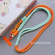 Resim Şık 120cm Renkli Telefon Askısı - Yaratıcı Düğüm Tasarımı ile Şık Uzun Çapraz Askı, Canlı Turuncu ve Mint Yeşil, Polyester, Cep Telefonu Kılıfları, Cep Telefonu Aksesuarları için Mükemmel 