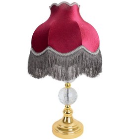 Resim Bordo Abajur Kadife Kumaş Gold Kristal Ayak Ab0770 Diğer 