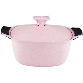 Resim 24 Cm Granit Köşeli Derin Tencere Alüminyum Kapak - Pembe Pembe 