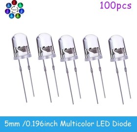 Resim Wangxi 100 Adet 5mm Çok Renkli Hızlı/yavaş Yanıp Sönen Led Diyot Yüksek Parlaklık 4000-9000mcd 