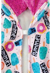 Resim Kapşonlu Çocuk Plaj Havlusu Summer Cute Fusya 