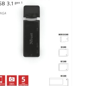 Resim Trust 21935 Nanga USB 3.1 Kart Okuyucu 5 Gbps Hızında M2 MS micro-SD SD Kart Desteği 