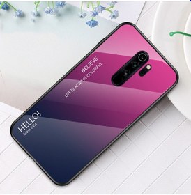 Resim Xiaomi Redmi İçin Not 8 Pro Degrade Renk Kapak Temperli Cam + Pc + Tpu Hibrit Koruyucu Kılıf 