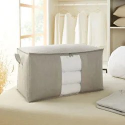 Resim Mega Boy Pvc Pencereli Gri Renk Kapitone Hurç 75 X 40 X 40 Cm 