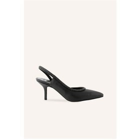 Resim Seç 7991 Taş Detaylı Stiletto (8Cm) Siyah Saten 