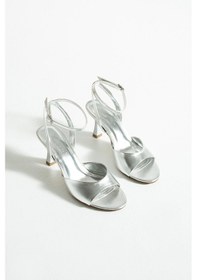 Resim Kadın Metalik Topuklu Sandalet Valen - Gümüş Gümüş 