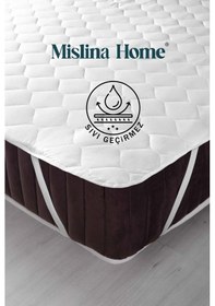 Resim Kapitone Pamuklu Köşe Lastikli Ped Sıvı Geçirmez Çift - Tek Kişilik Çocuk Yatak Koruyucu Alezi Beyaz 