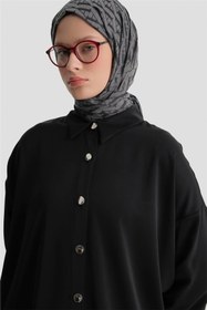 Resim Armine Metal Düğmeli Oversize Tunik Siyah 