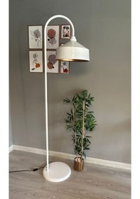 Resim Beyaz Lambader Modern Dekoratif Metal Oturma Odası Çalışma Odası Zemin Lambası 6938 Beyaz 