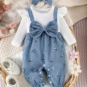 Resim Kızlar İçin Şirin Çiçekli Fiyonklu ve Püskül Kollu Body, Saç Aksesuarı Dahil - Dış Mekan Kullanımı İçin Mükemmel, P101772 