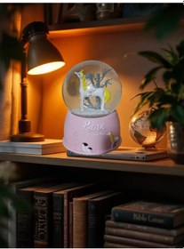 Resim Unicorn Pilli Işıklı Müzikli Sulu Polyester 10 Cm 6,5 Cm Kar Küresi 001 