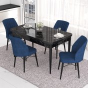 Resim Canisa Concept Eva Serisi Mutfak Masa Takımı, Açılabilir 80X132 Mdf Siyah Mermer Desen Masa ve 4 Sandalye 