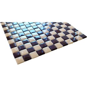 Resim MozaiKristaL Tüm yüzeyler için 25x25mm Kahverengi-Krem Damalı, 31,5x31,5cm Fileli Cam Mozaik. (1m2 Fiyatıdır) 