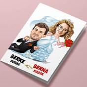 Resim Evlendik Çok Mutluyuz Karikatürlü Tebrik Kartı 
