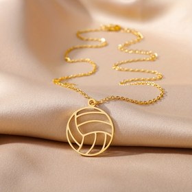 Resim Uniseks Paslanmaz Çelik Altın Kaplama Voleybol Kolye - Spor Geometrik Izgara Tasarımı, Erkekler ve Kadınlar için Dayanıklı Altın Ton Zincir, Günlük & Resmi Takı, Voleybol Hediyeleri, Kaliteli İşçilik 