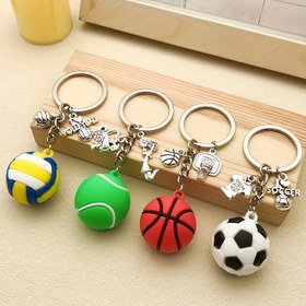 Resim 1 adet Çinko Alaşım ve PVC Spor Topu Anahtarlık - Voleybol, Futbol, Basketbol, Tenis Tasarımı - Günlük Stil Moda Aksesuarı, Aile ve Arkadaşlar için İdeal Tatil Hediyesi 