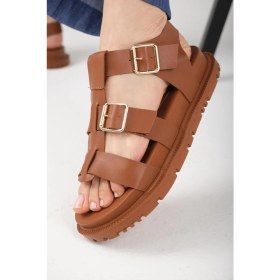 Resim Mio Gusto Trude Taba Renk Tokalı Kadın Sandalet 