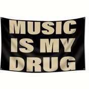 Resim 1 Adet "Müzik Benim Uğrum" Komik Bayrak - 60.96x91.44 cm veya 91.44x152.4 cm Dayanıklı Polyester Afiş, İç/Dış Mekan Kullanımı için Tek Taraflı Baskılı, Yurt, Bahçe ve Parti Dekoru, Her Mevsime Uygun Ev Dekorasyonu | Hava Koşullarına Dayanıklı Malzeme 