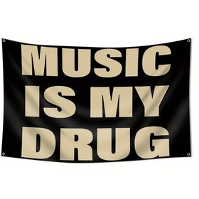 Resim 1 Adet "Müzik Benim Uğrum" Komik Bayrak - 60.96x91.44 cm veya 91.44x152.4 cm Dayanıklı Polyester Afiş, İç/Dış Mekan Kullanımı için Tek Taraflı Baskılı, Yurt, Bahçe ve Parti Dekoru, Her Mevsime Uygun Ev Dekorasyonu | Hava Koşullarına Dayanıklı Malzeme 