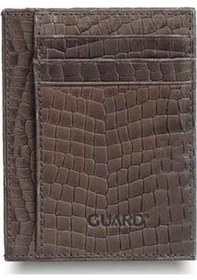 Resim Guard Texas Baskı Kahverengi Hakiki Deri Kartlık Erkek / Kadın P1092 Kahverengi 