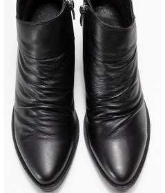 Resim Rule Siyah Hakiki Deri Kadın Kalın Topuklu Bot Siyah 