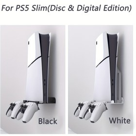 Resim PS5 Slim için Duvara Monte Edilebilir Stand (Disk ve Dijital Sürüm) PS5 Slim Konsol ve Kontrolcüler için Çelik Dikey Tutucu Seti Sağlam Yüzen Yeni PS5 Duvara Monte Vida Sabitleme ile 